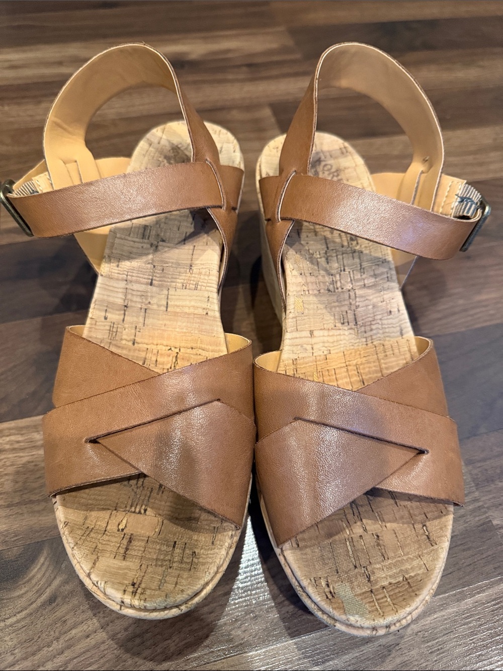 Women’s Tan Strappy Cork Wedge Sandals